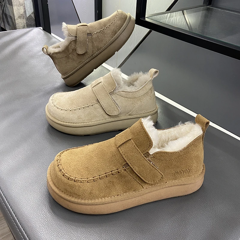 女鞋2025冬季雪地靴星空闪耀珠光粉乐福鞋丑萌大头面包鞋棉鞋瓢鞋