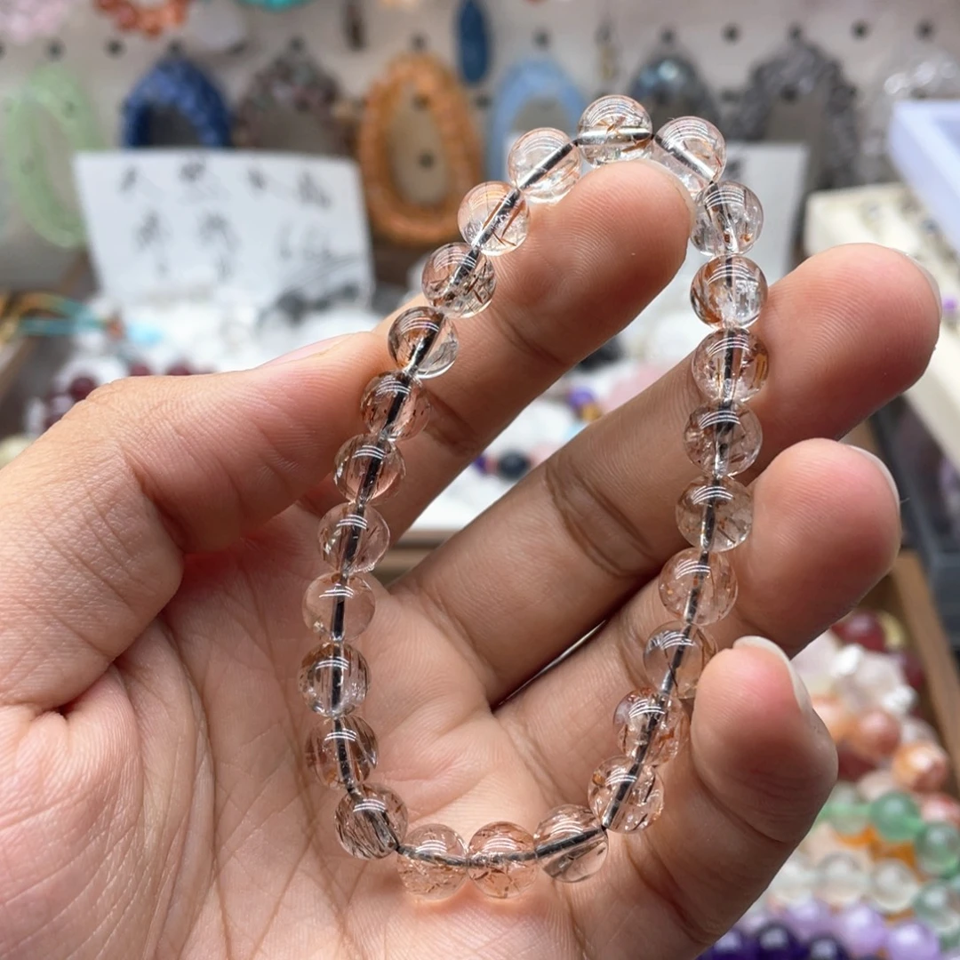 手链未镶嵌水晶8.3咪透体黑金超