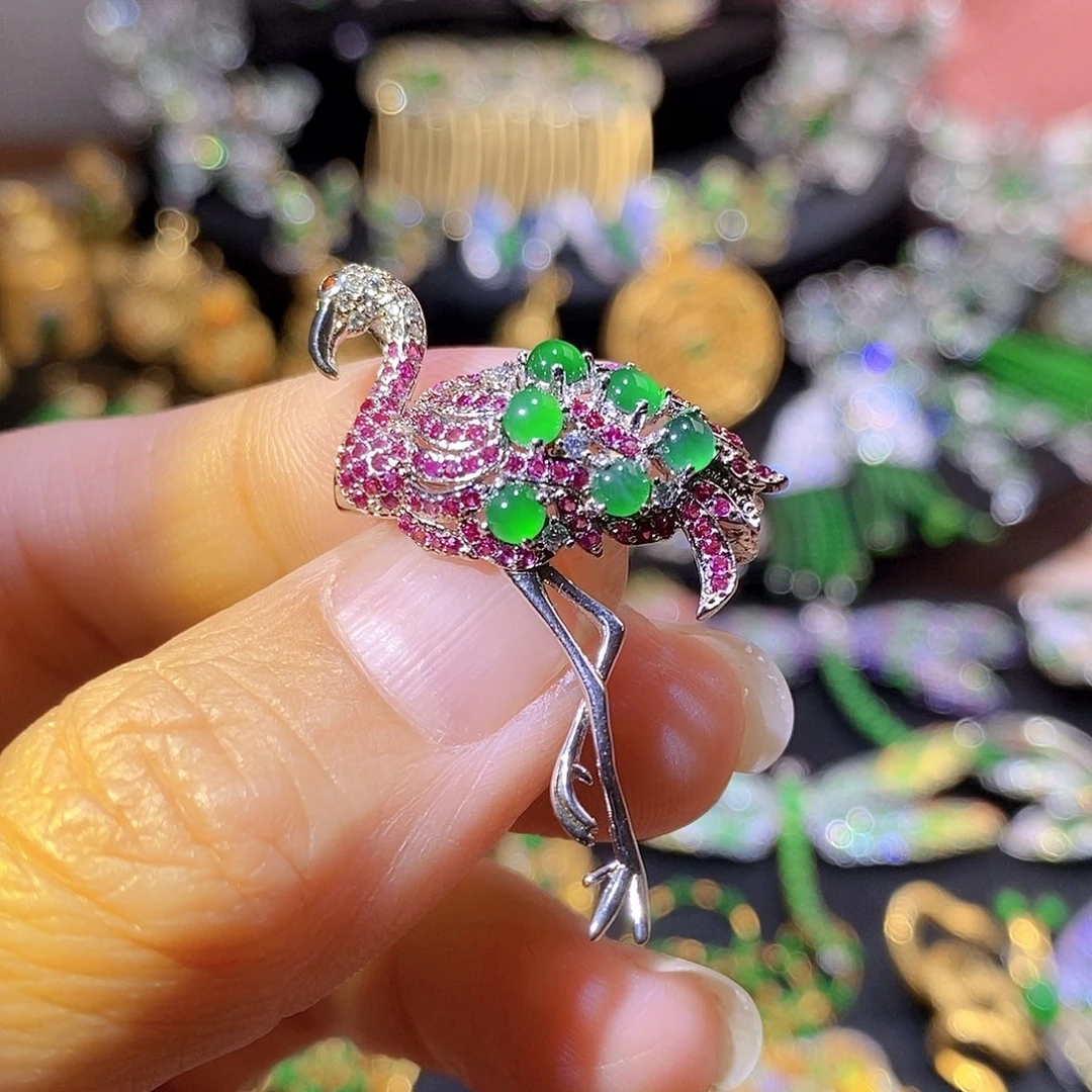 银S925镶嵌挂件翡翠