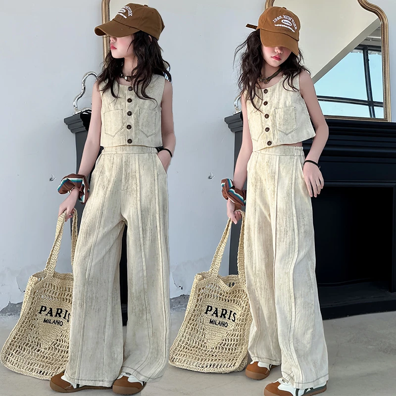 女童套装2025新款夏季儿童独特漂亮衣服薄款夏装女中大童两件套潮