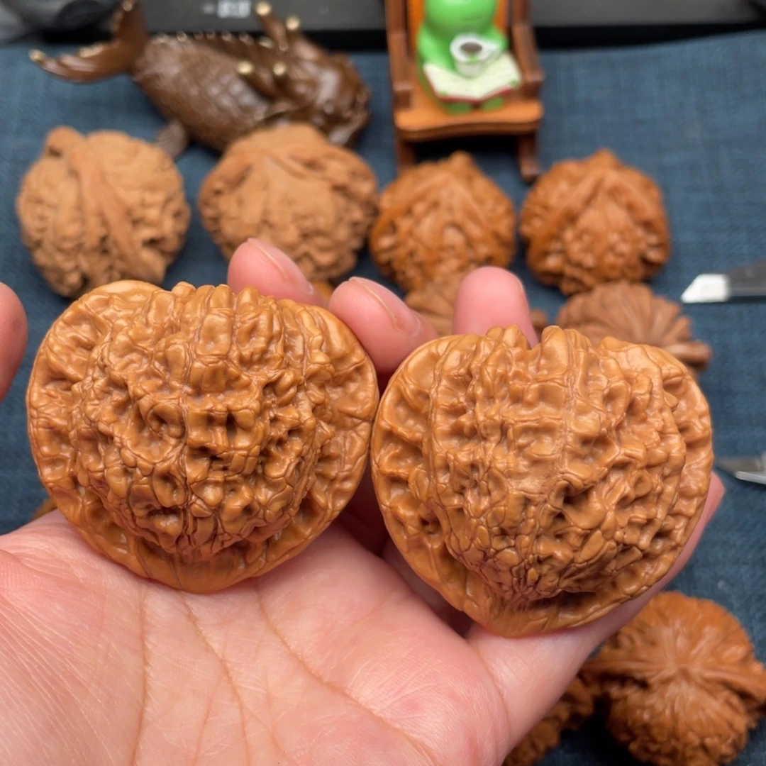 文玩核桃把件51桃心桩官帽全品