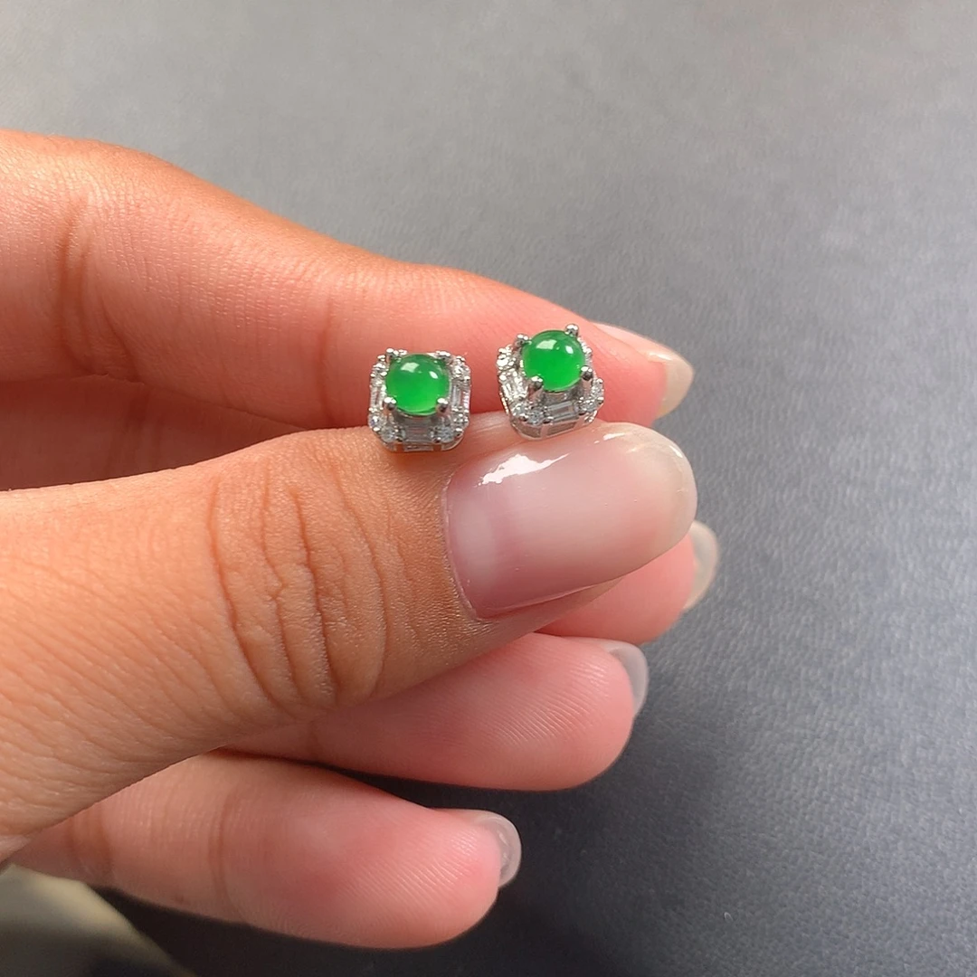 翡翠未镶嵌耳饰耳钉