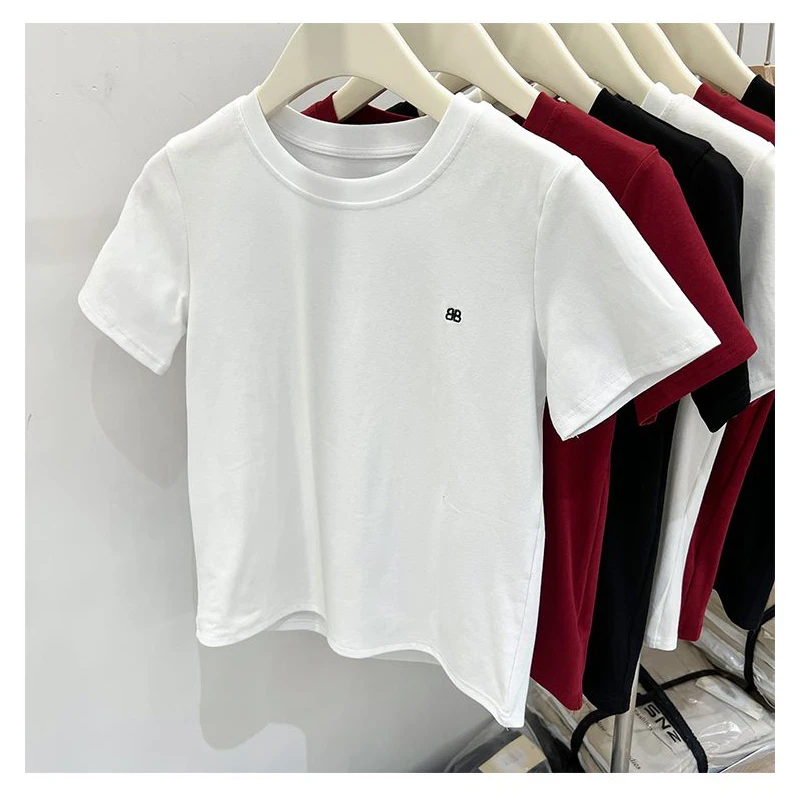 时尚短袖t恤女夏季2025新款时尚设计感独特超好看修身上衣女体恤