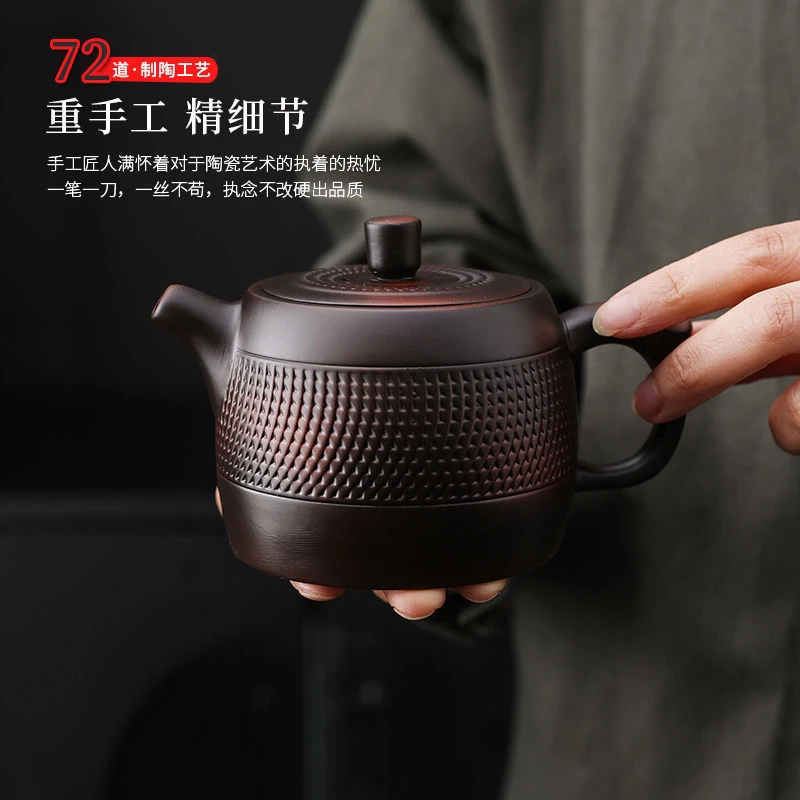 紫陶跳刀凤鸣井栏壶高档手工茶壶功夫茶具DY91