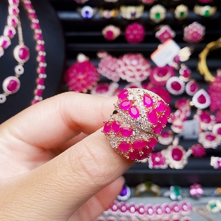 耳饰红宝石银S925镶嵌