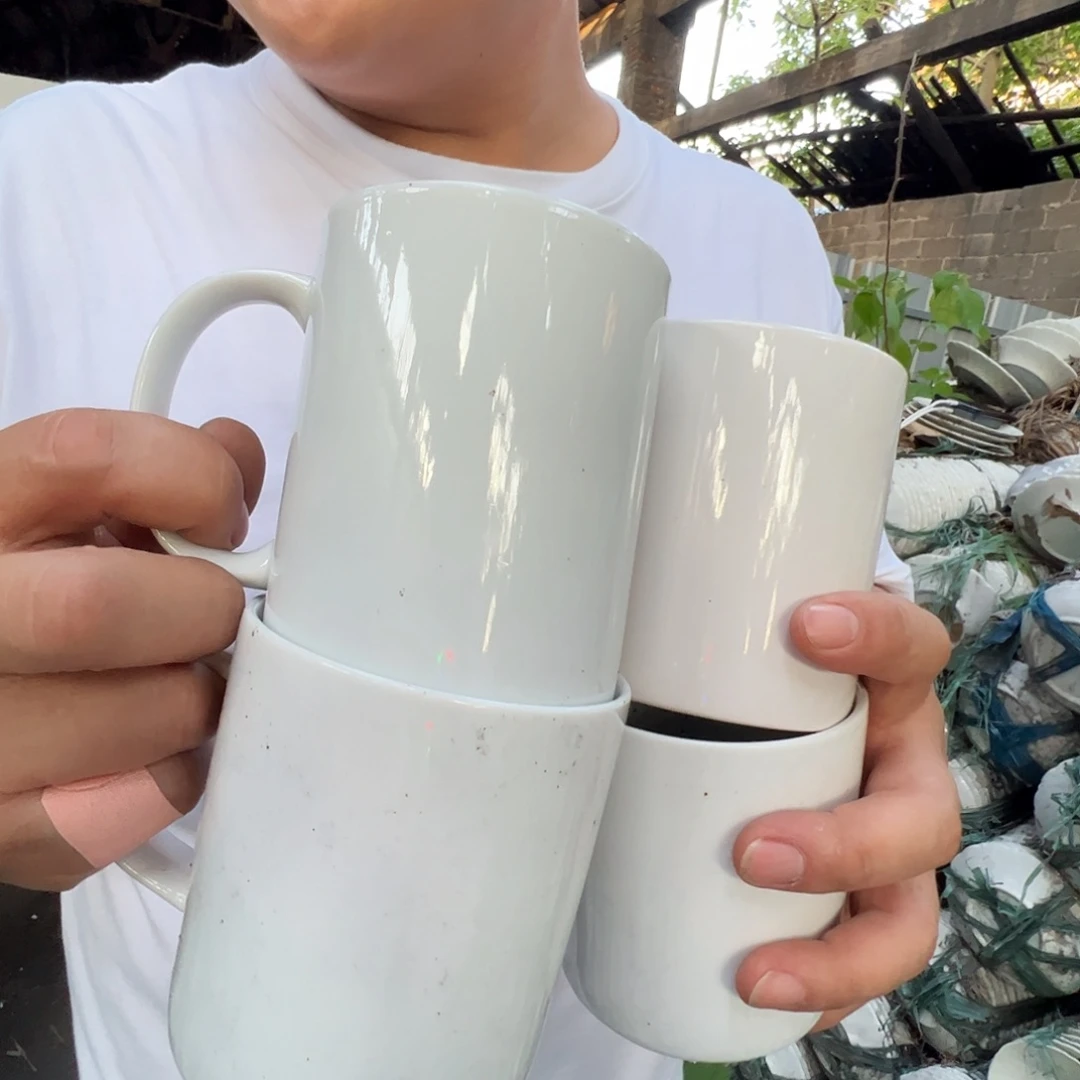 瓷片景德镇陶瓷直筒杯4只