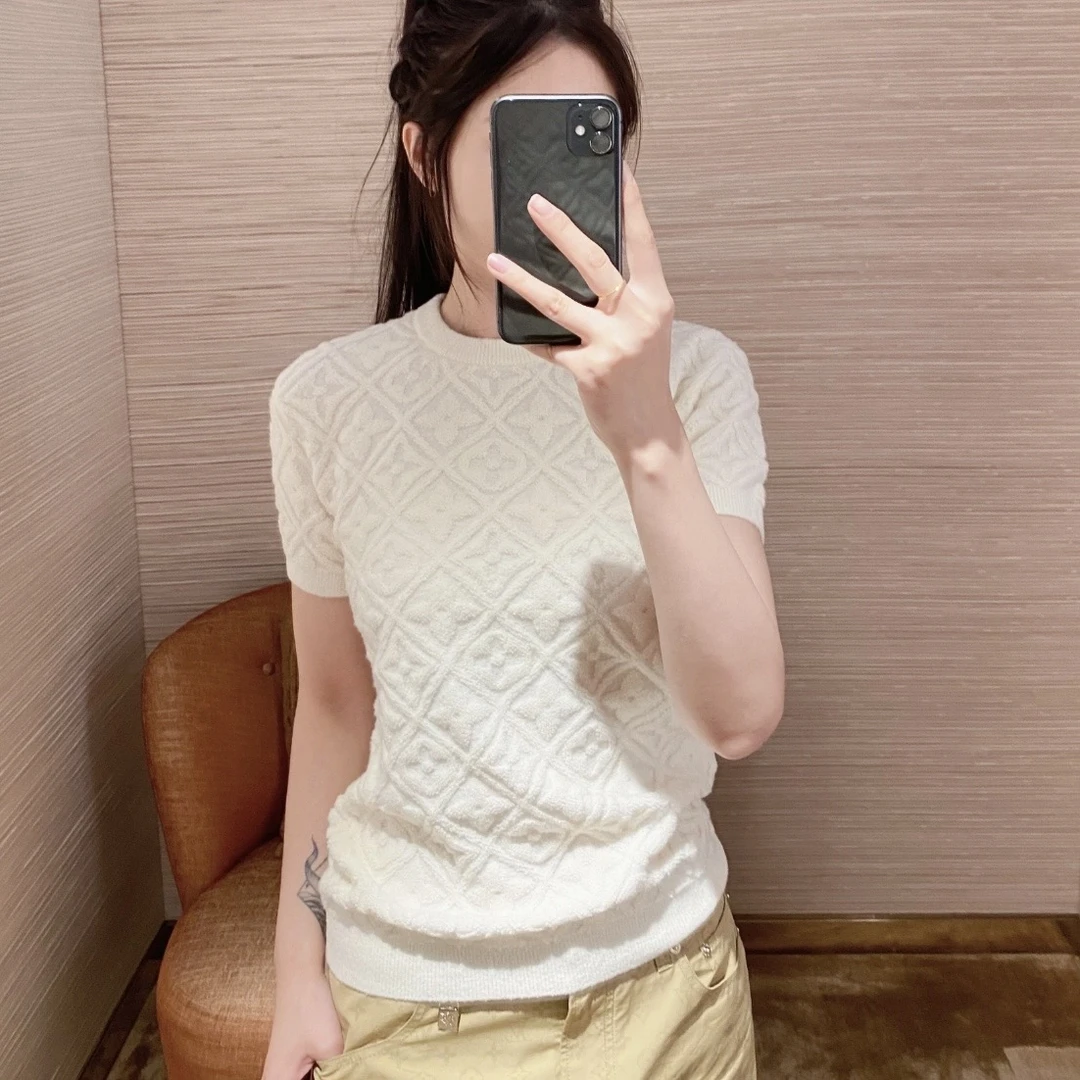 未使用 LouisVuitton/路易威登 汤/P235907171/满logo短袖毛衣 S