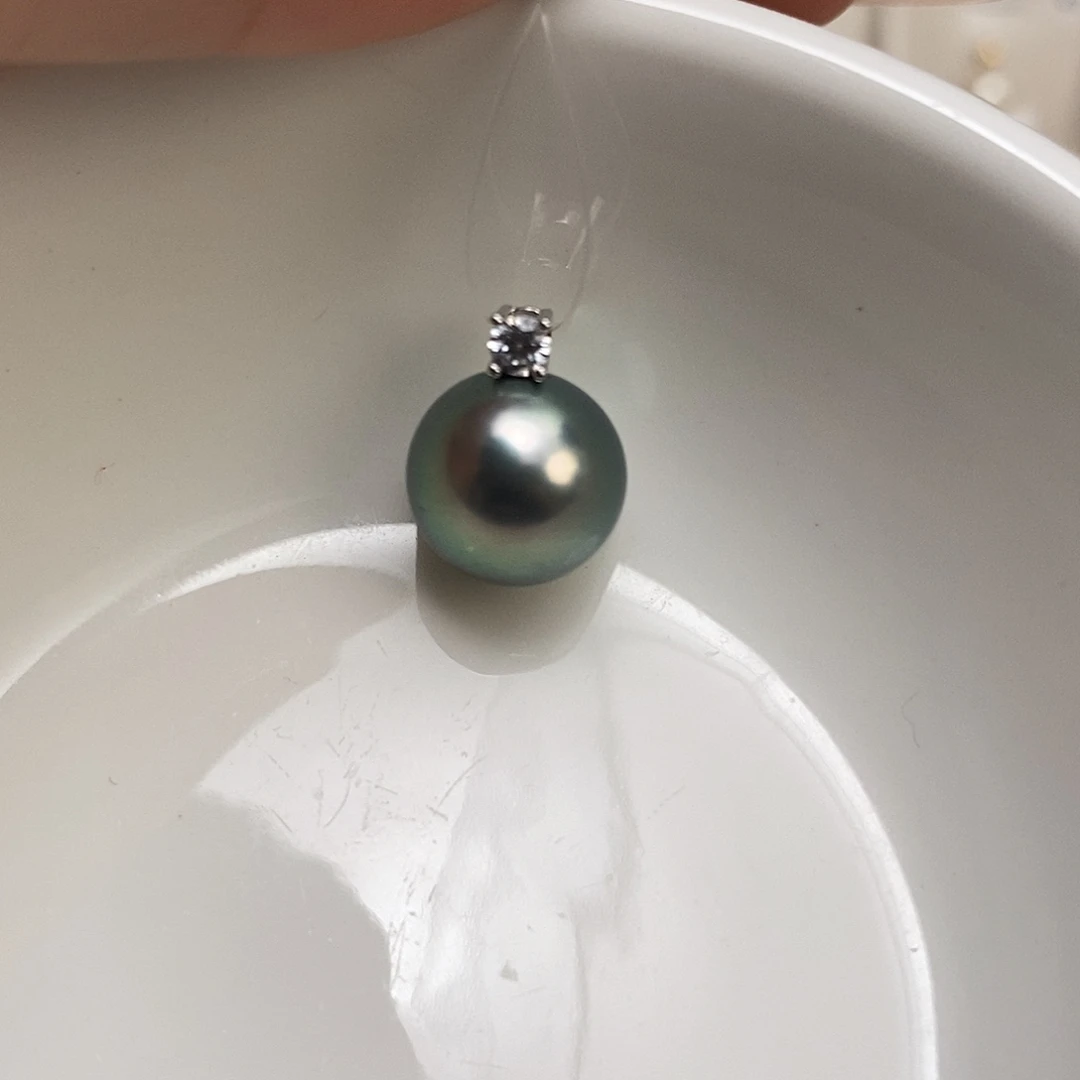 海水珍珠吊坠(不含链)银S925镶嵌大溪地11-12