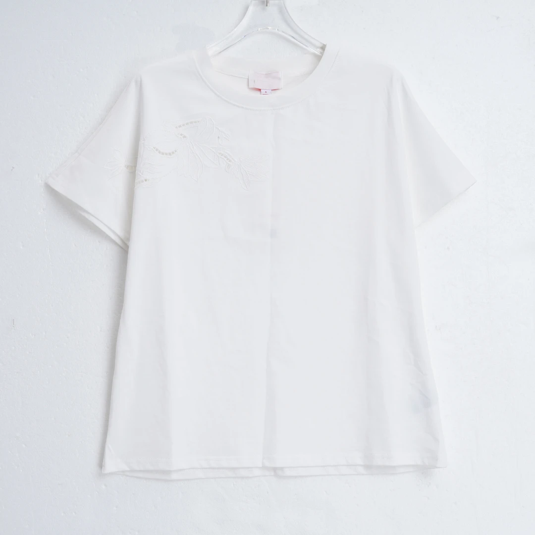 2025夏季新款立体镂空刺绣短袖T恤  741809