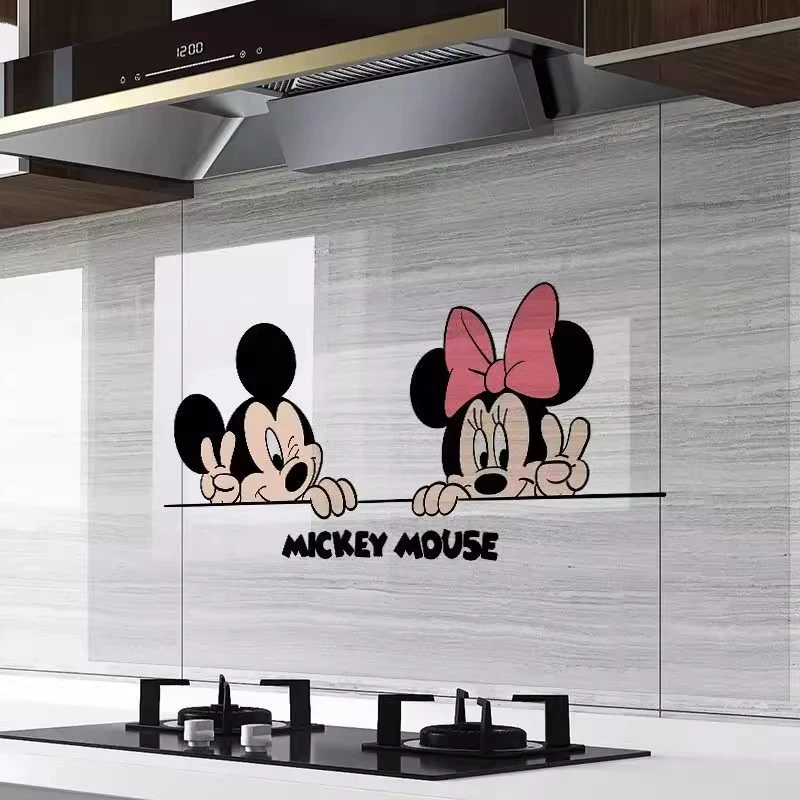 米奇厨房墙面防油烟贴纸创意静电防水防油自粘墙贴透明玻璃门贴饰