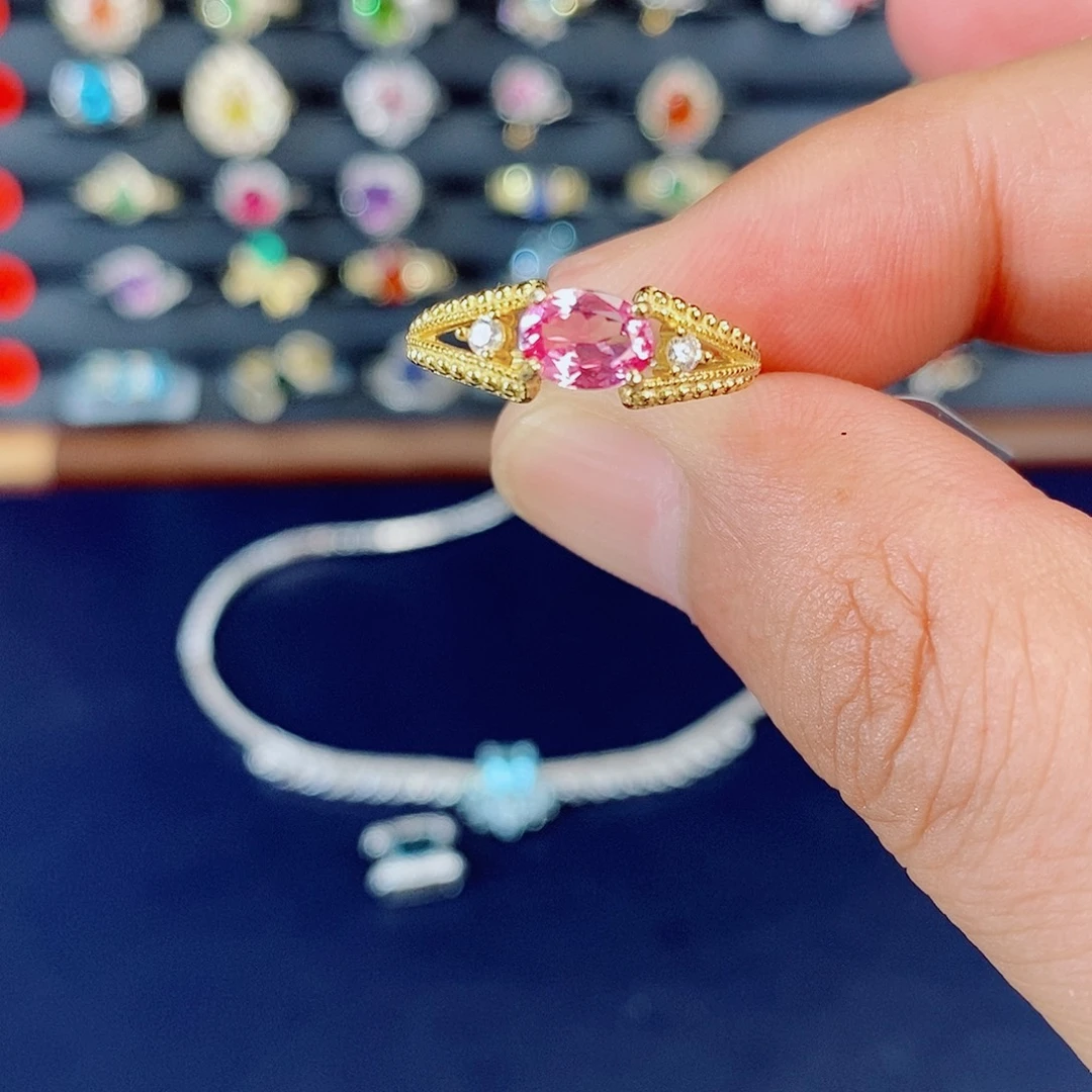 碧玺戒指银S925镶嵌