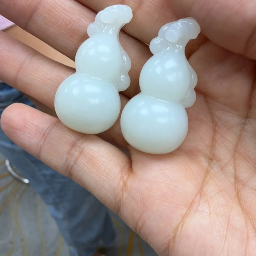 和田玉未镶嵌颈饰俄料白玉葫芦TZ多样性拍一发一