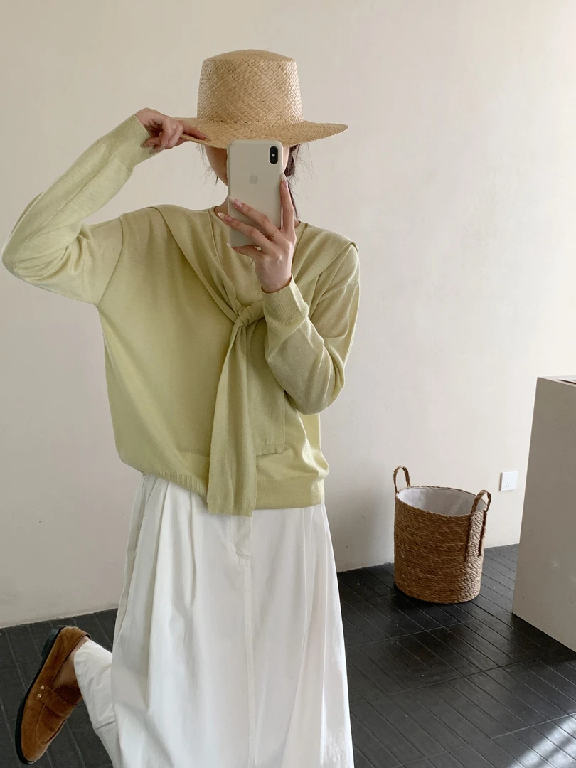 【潘潘.678883】2025年夏季新款30精仿绵羊毛百搭纯色针织衫