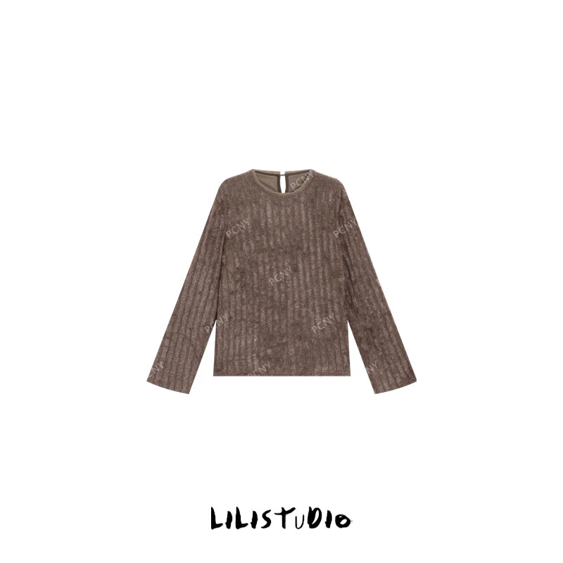 PCNY不理理“可可慕斯”进口特殊面料高克重宽松百搭休闲毛绒上衣