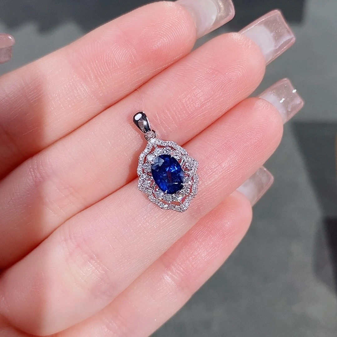 蓝宝石颈饰18K金镶嵌1.45ct