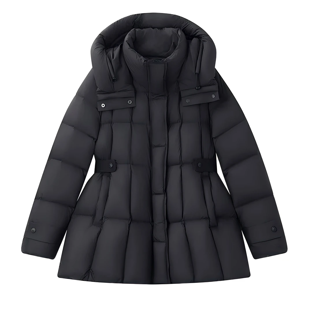 气质修身款白鹅绒连帽羽绒服外套25007