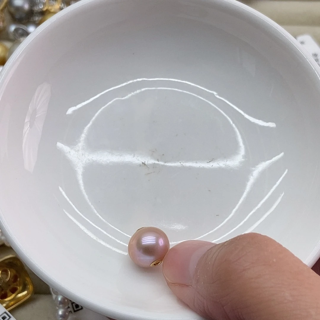 淡水珍珠吊坠(不含链)18K金镶嵌