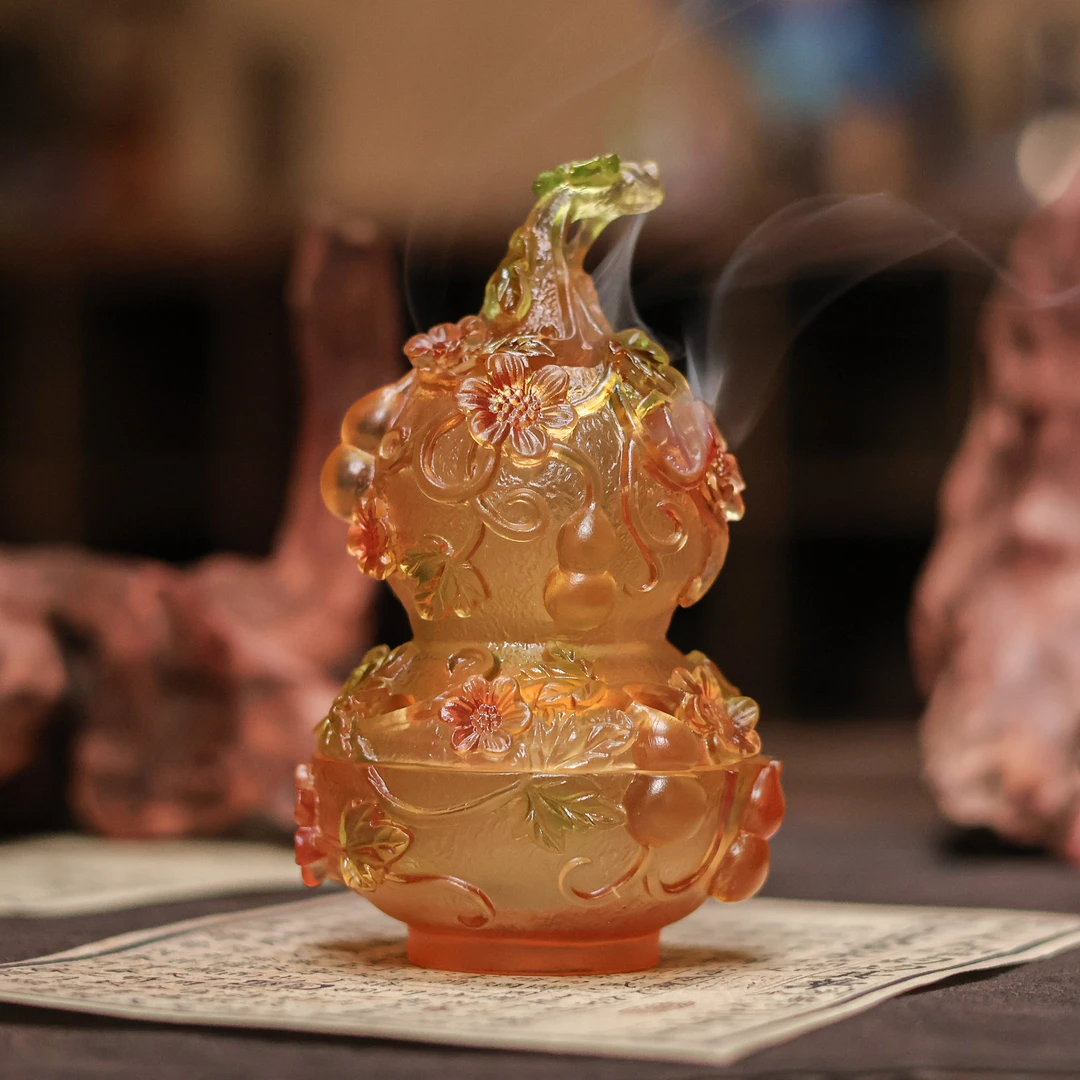 【知艺山房】 心缘堂-琥珀渐变暴富葫芦（心缘0161）茶道配件