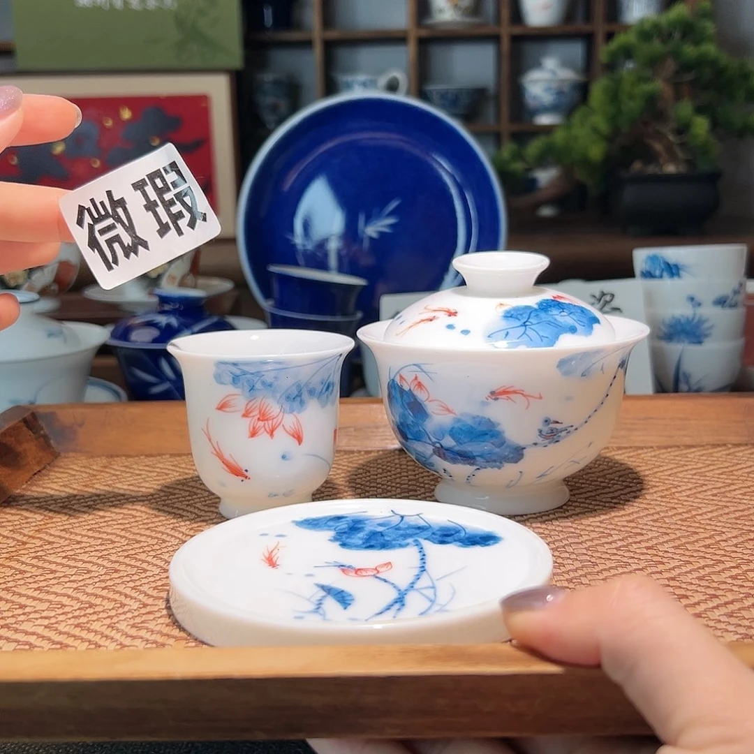 【闪购商品】微瑕 手绘 盖碗