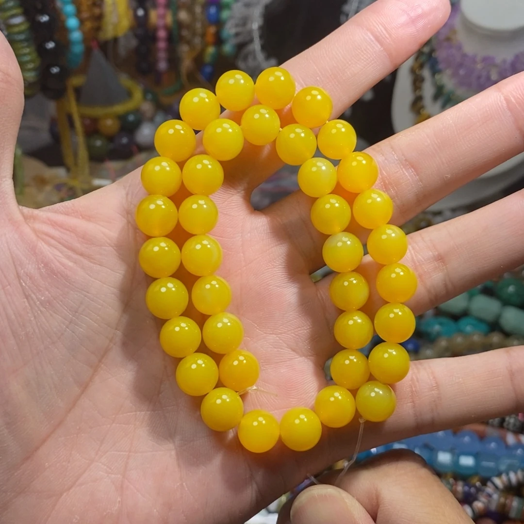 未镶嵌，蜜，蜡黄玛瑙10mm，石英质玉