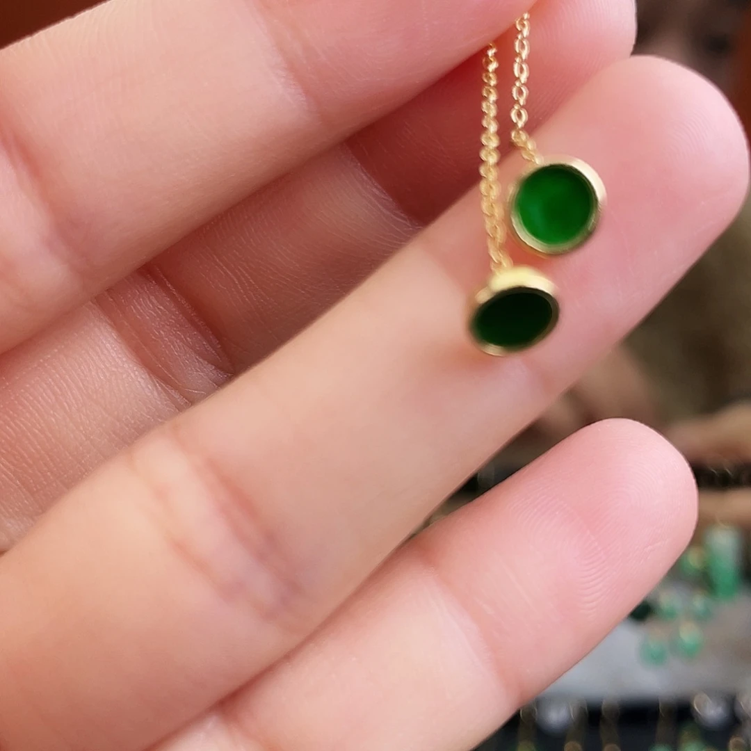 翡翠银S925镶嵌耳饰