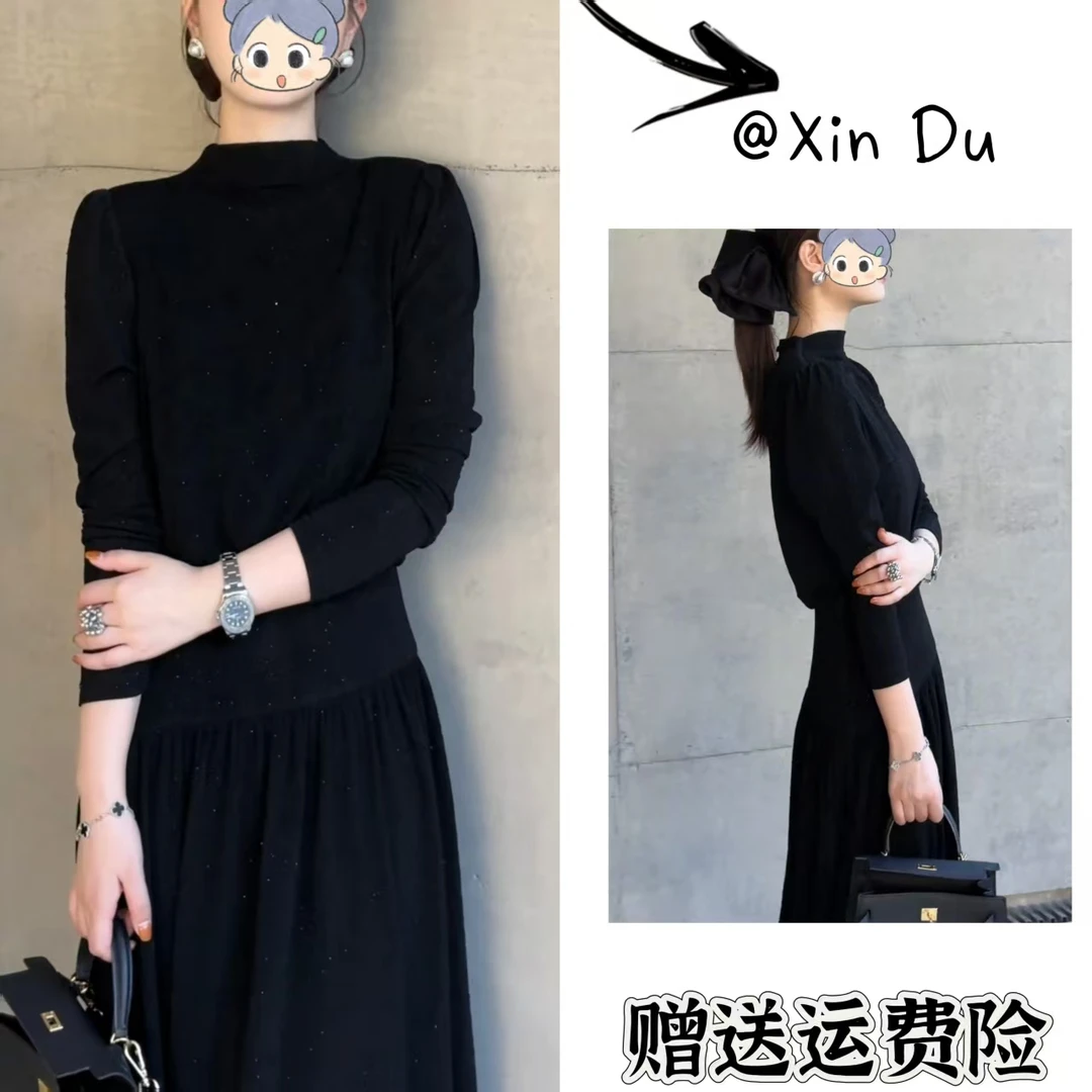 2025秋季新款时尚显瘦气质女士网红洋气连衣裙百搭款D22456