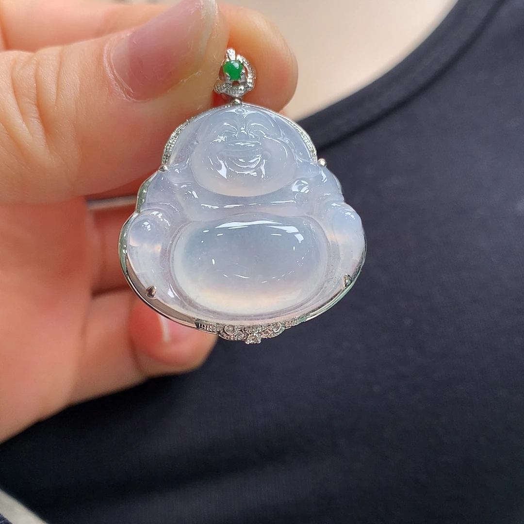 翡翠18K金镶嵌颈饰佛公