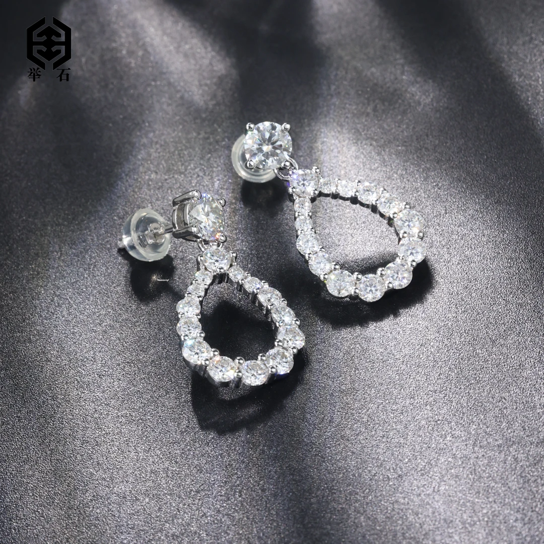 925银莫桑石银制品 【举石】X0609-9819-69莫桑钻耳饰（一对）M