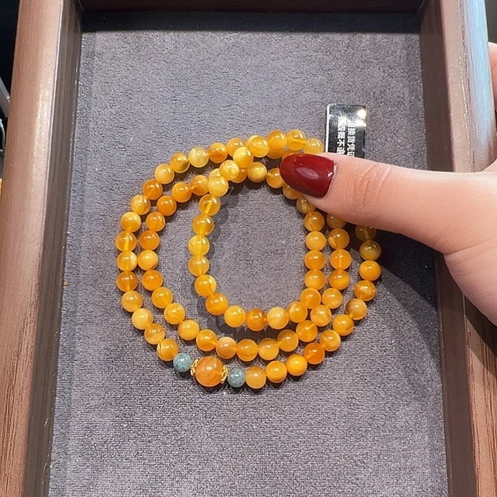 蜜蜡未镶嵌手串6.8mm蜜蜡手串