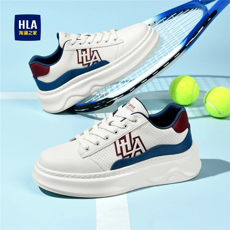 HLA/海澜之家男鞋2025冬季新款百搭舒适休闲板鞋厚底透气小白鞋