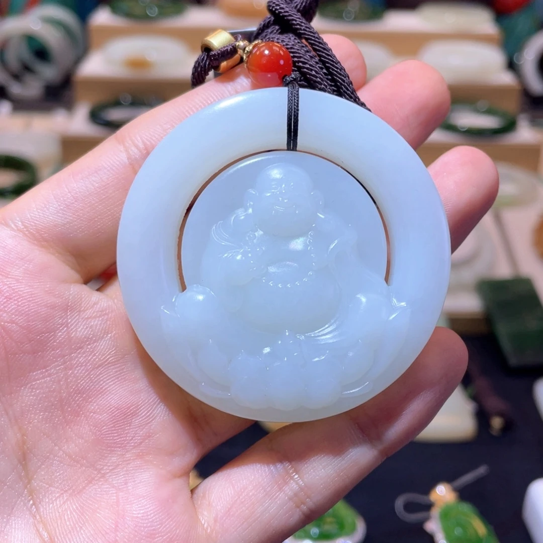 颈饰未镶嵌和田玉高品白玉佛公吊坠