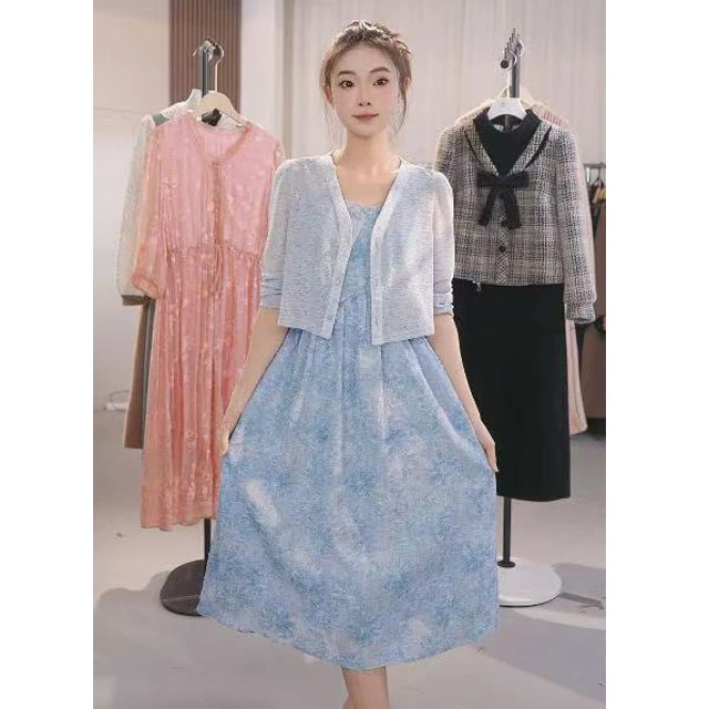 L310修身名媛2025年春夏新款时尚收腰显瘦气质优雅宽松连衣裙