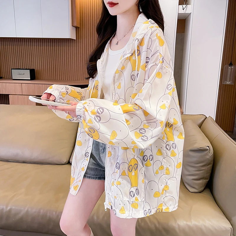 洋气印花防晒衣外套少女夏季2025新款初中高中学生轻薄休闲上衣潮