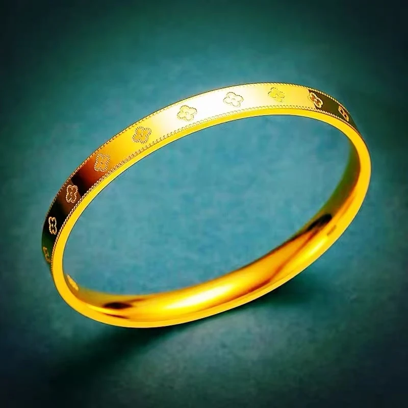 铜合金手镯 铜合金百搭幸运四叶草送女朋妈妈礼物