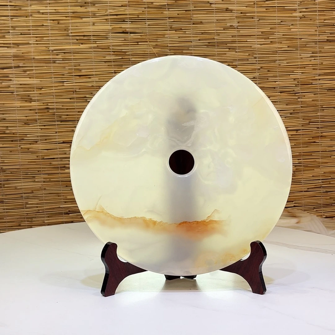 包***工石材天然玉石平安扣摆件30厘米直径