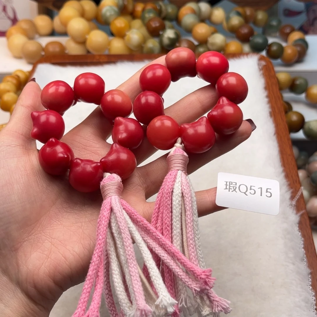 菩提根/象牙果手串17mm瑕猫头手捻一串q515