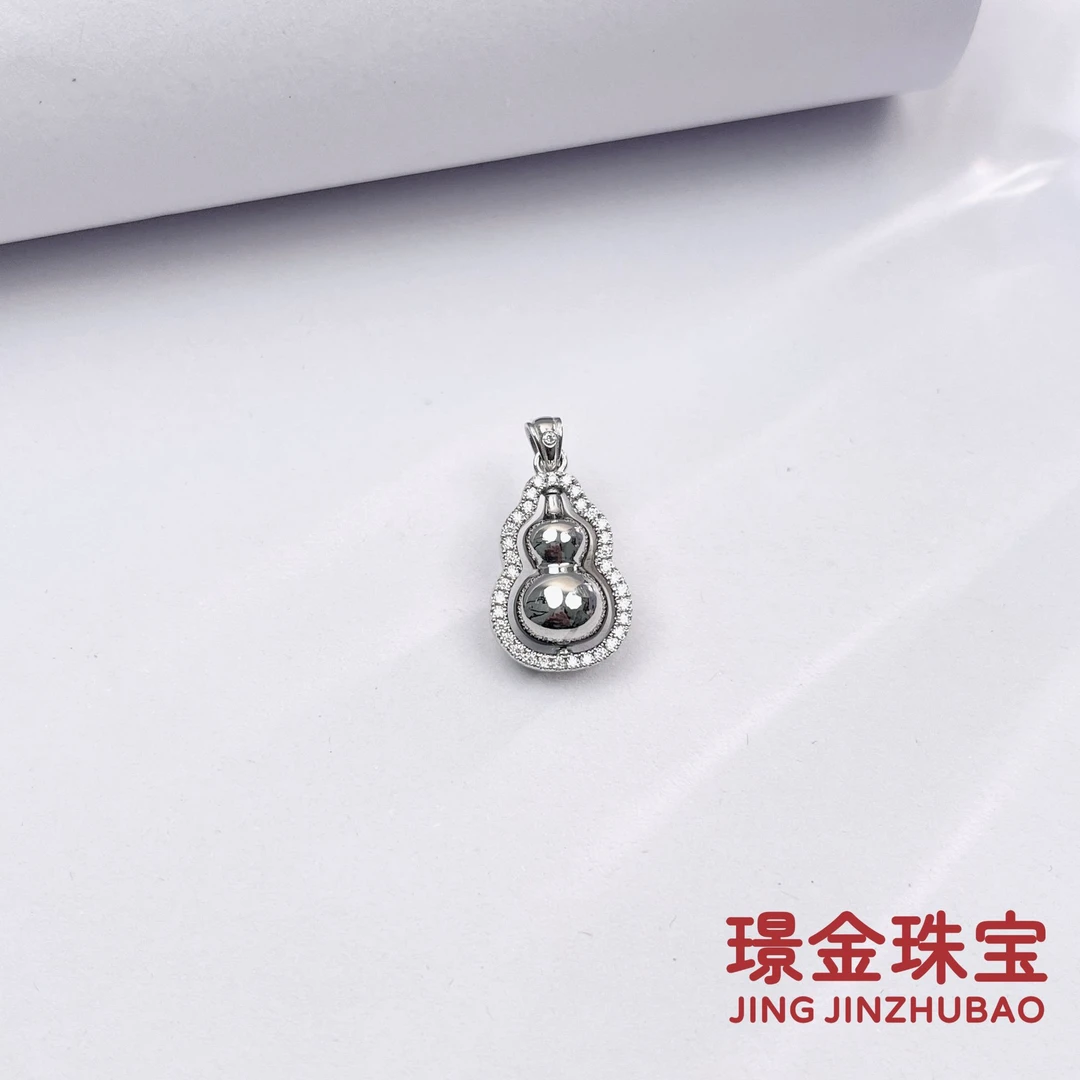 璟金珠宝铂金Pt950莫桑爆闪时来运转葫芦吊坠气质时尚百搭新款