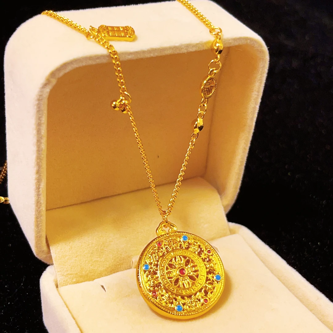 铜合金吊坠 五福琳琅新八宝罗盘自带链条轻奢国潮百搭大气0022