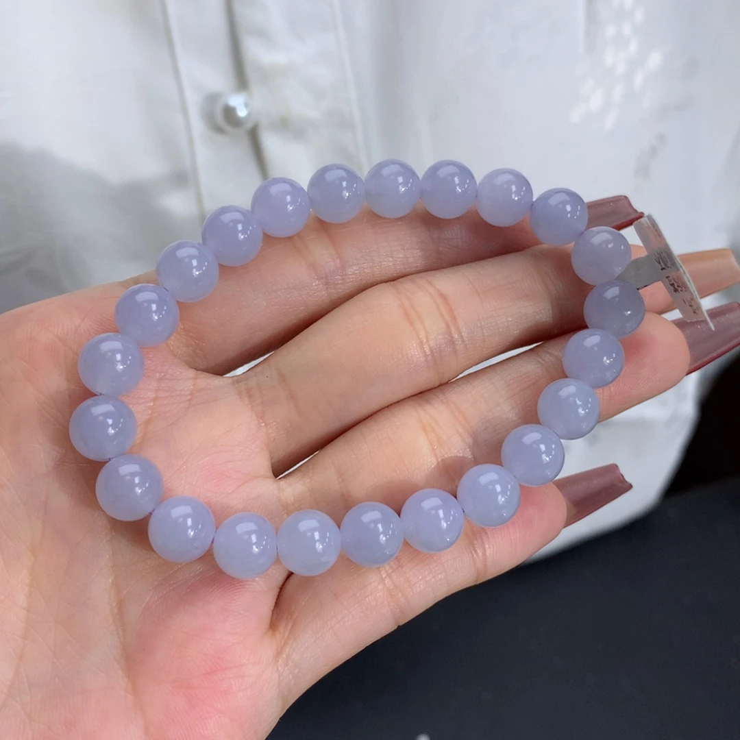 翡翠手链未镶嵌卡8冰胶紫手串