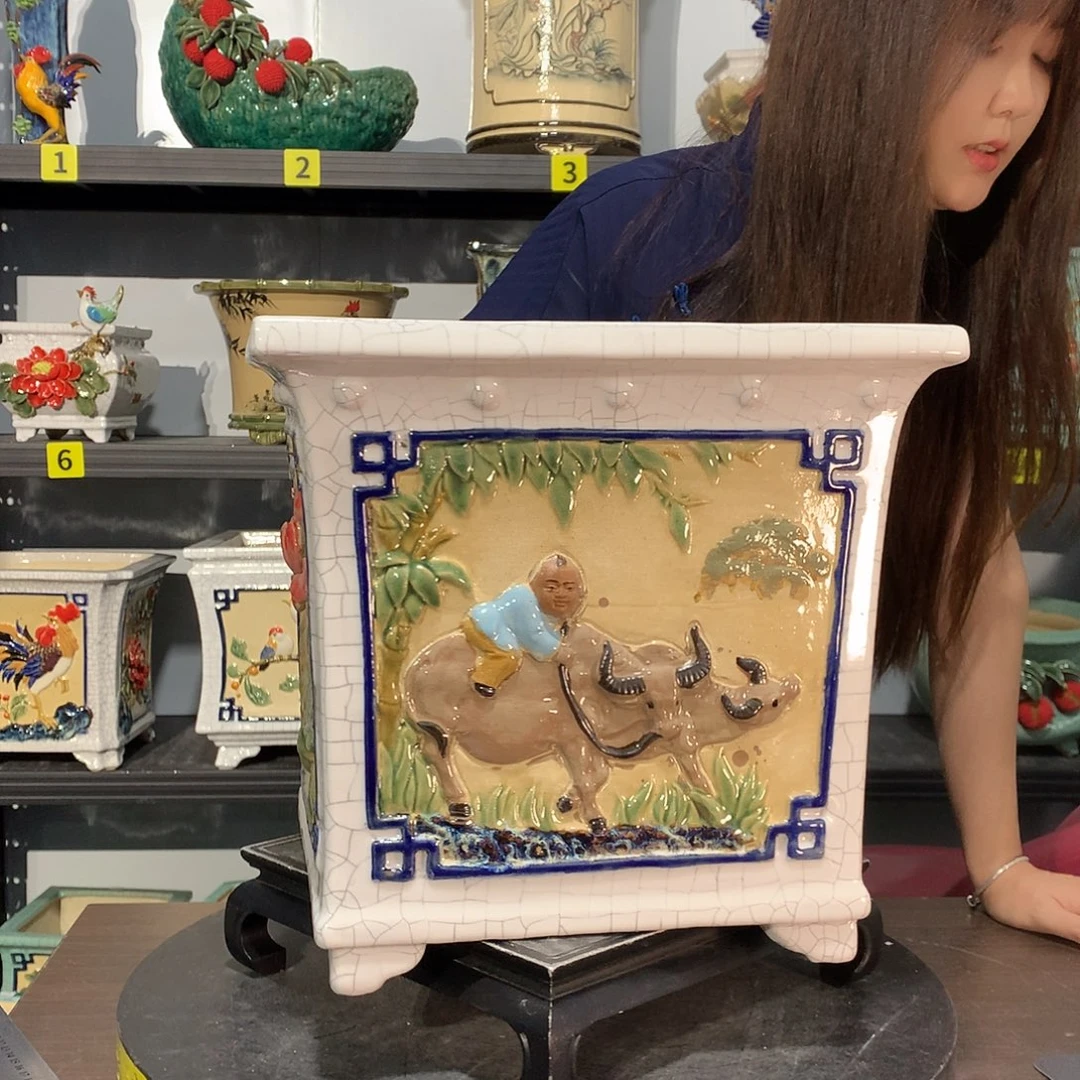 ***醉高温烧制石湾盆花盆微瑕两个