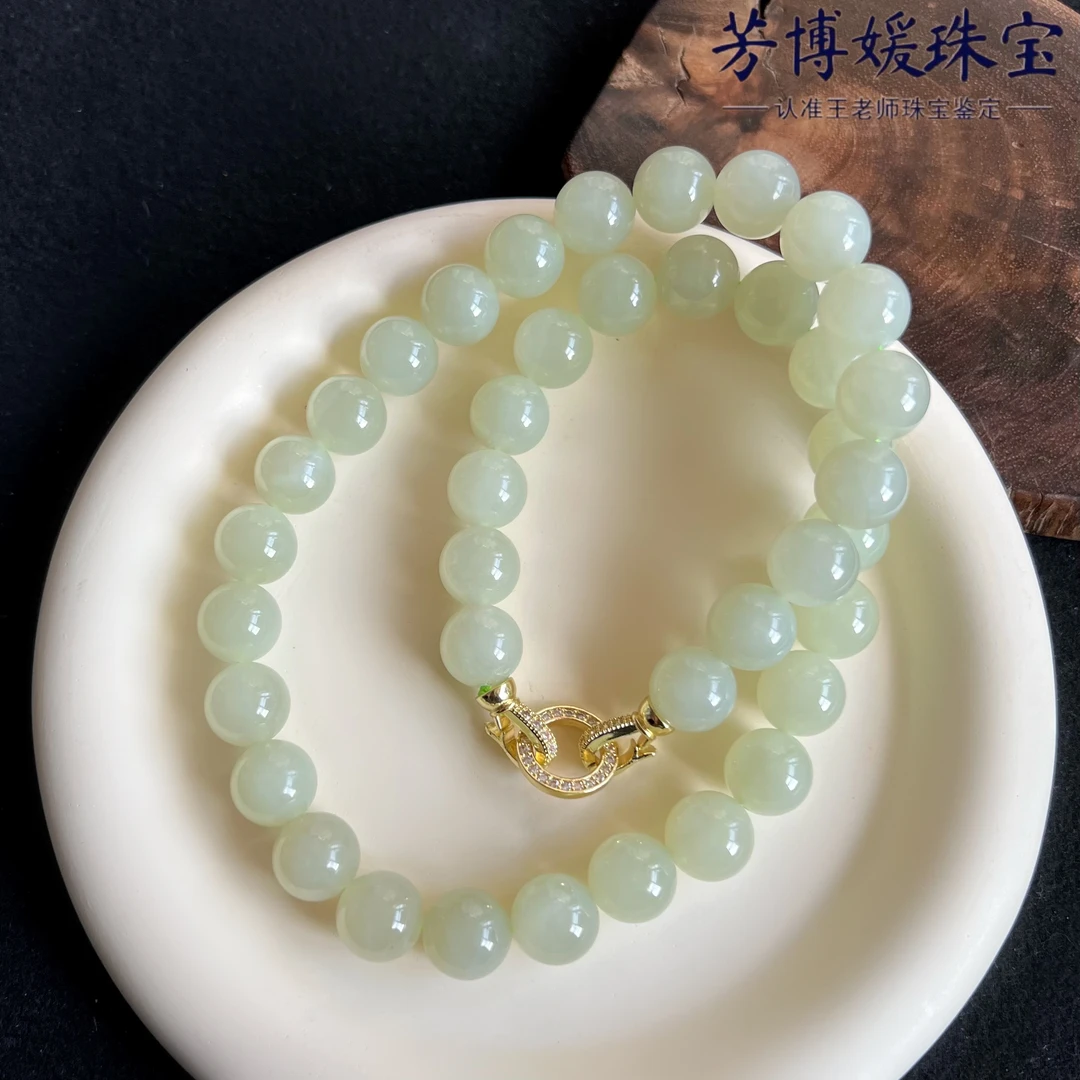 C033天然正宗和田玉卡12mm女神链大尺寸单圈项链 高品质 气质时尚