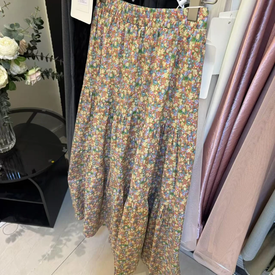 【夏央工厂店】2025夏季新款碎花松紧腰气质大摆半身裙#8608