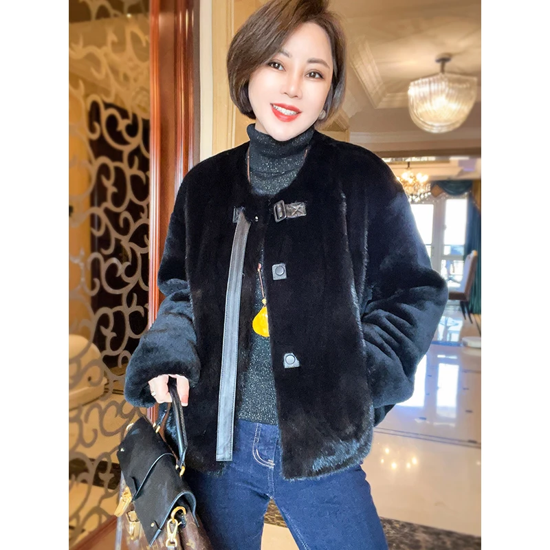 羊毛羊皮皮毛一体皮草外套女冬季新款加厚水貂毛拼接上衣25121605