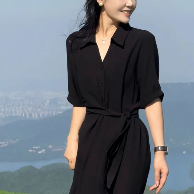 轻奢高级感气质黑色连衣裙女2025新款夏裙子女装夏装痞帅炸街风女