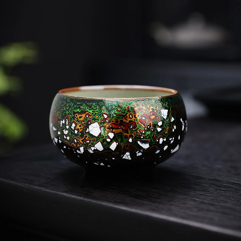 绿野仙踪主人杯  蛋壳镶嵌工艺 大漆主人杯 哥窑 可养线