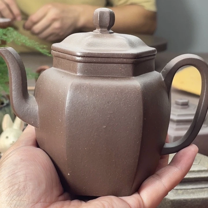 茶壶紫砂六方高宫灯，紫泥