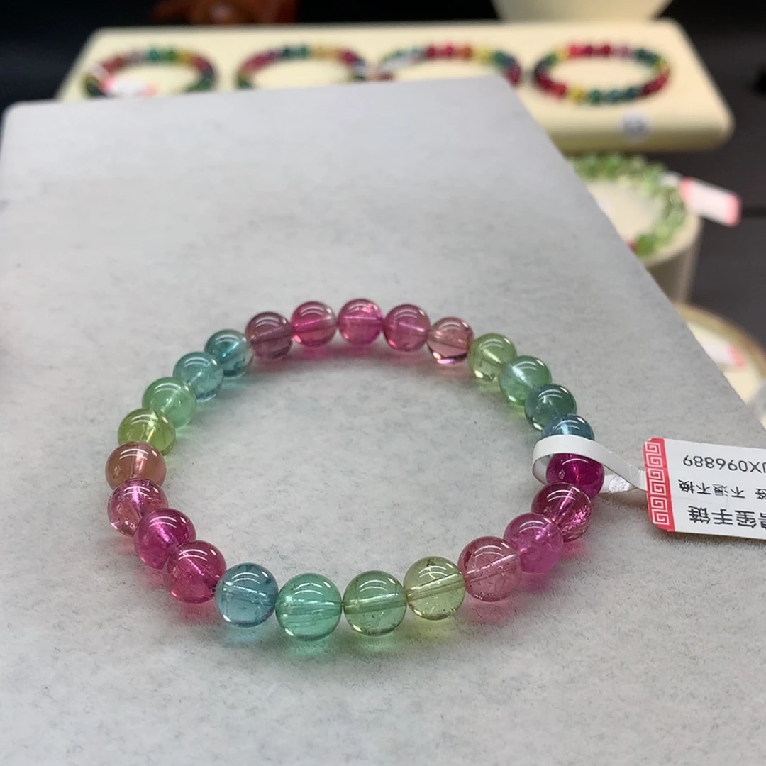 【闪购商品】未镶嵌手链碧玺荧光色标单圈7.2