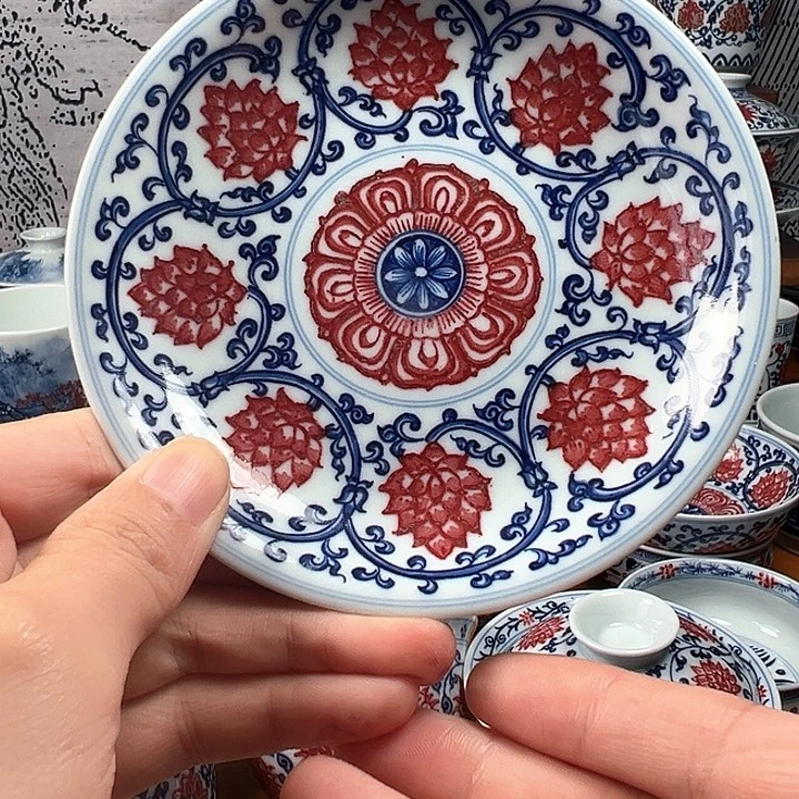 壶承当代青花釉里红壶承