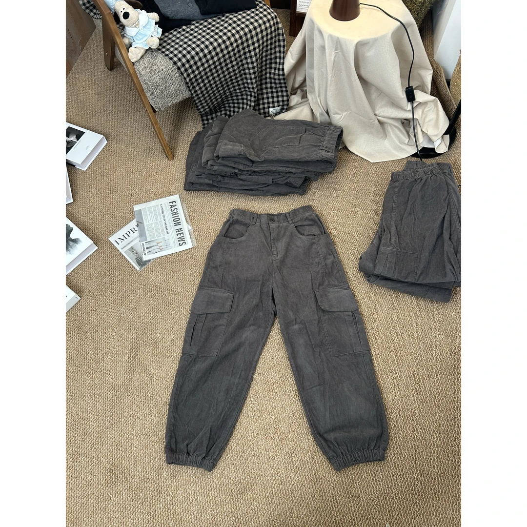 【奈野喜】韩国正品代购/条绒口袋工装裤【NO退NO换】