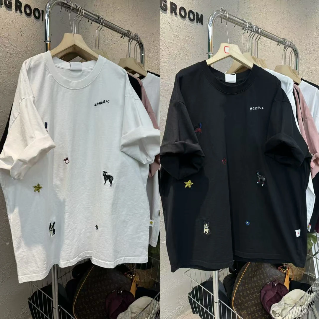 7003韩版高品质重工卡通小刺绣宽松休闲圆领短袖T恤女装